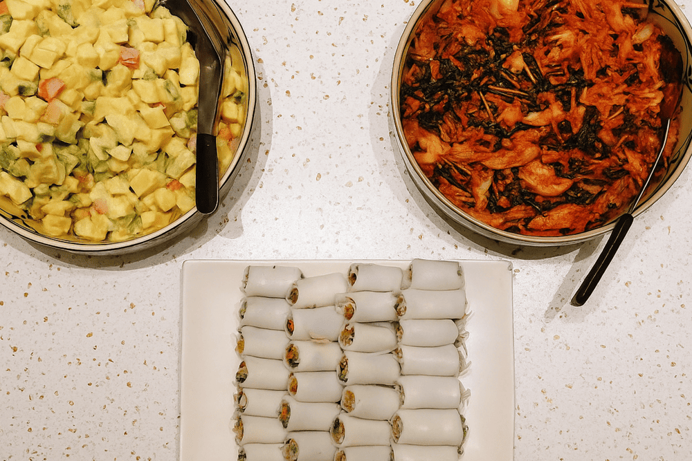 Veggie Castle presents a diverse buffet that reflects the abundance and variety of Vietnamese plant-based cuisine